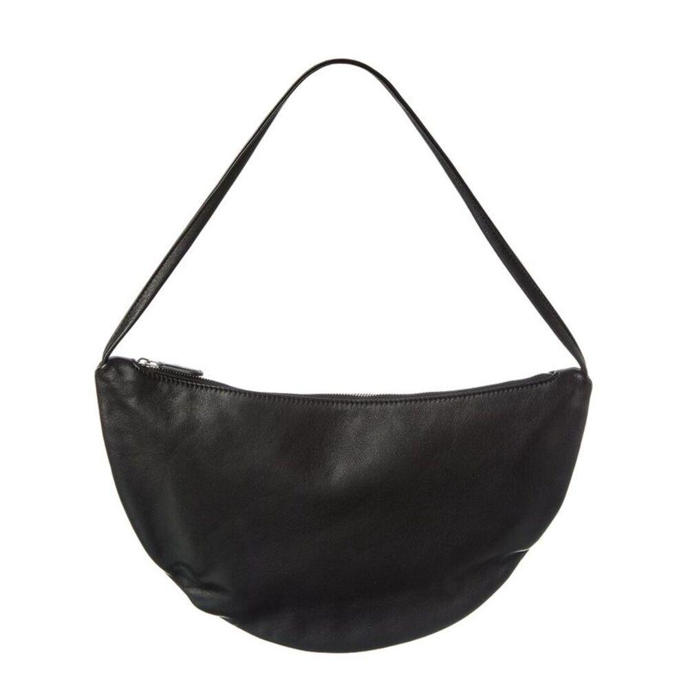 The Row Lizzy Small Leather Hobo Bag, Black